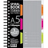 Тетрадь 140л,кл,А5,SPIRAL BOOK Серый,евроспир,обл.пласт,раздел.84109