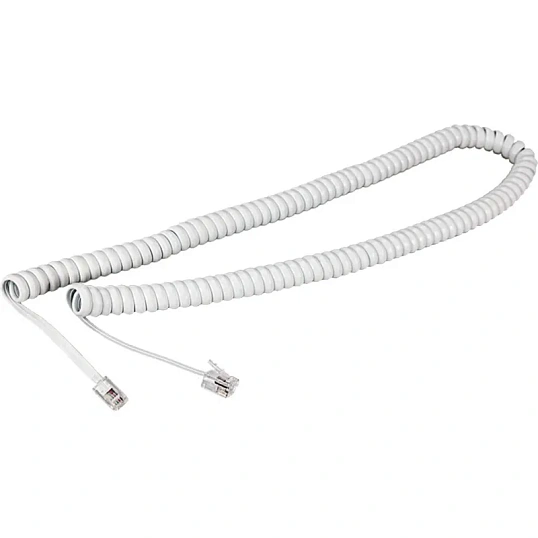 Шнур для телефонной трубки REXANT, витой RJ-10 (4P-4C), 4м, белый