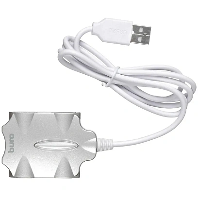 Разветвитель USB 2.0 Buro BU-HUB4-0.5-U2.0-Candy 4порт. серебристый