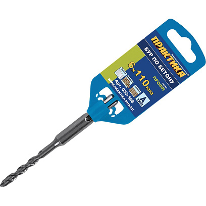 Бур SDS-plus ПРАКТИКА 6 х 50/110 мм серия Профи по бетону 033-598