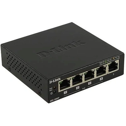 Коммутатор D-Link DES-1005P/B1A 10/100Base-TX функция энергосбер. 4xPoE