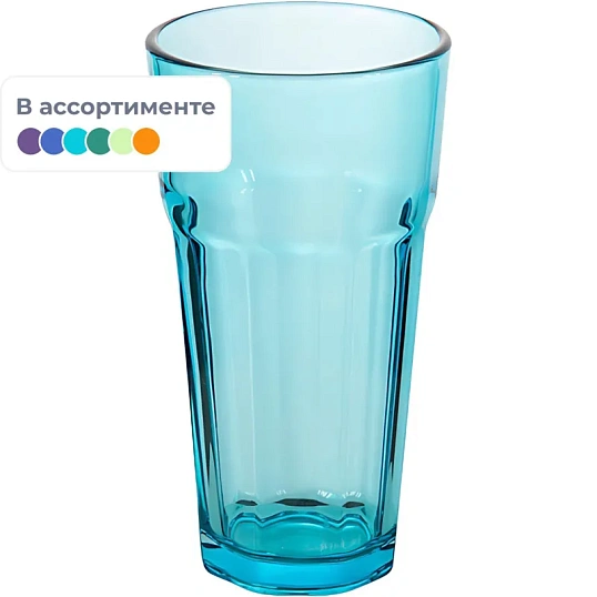 Стакан стеклянный 355 мл (цвета в ассортименте: бирюзовый/зелёный)