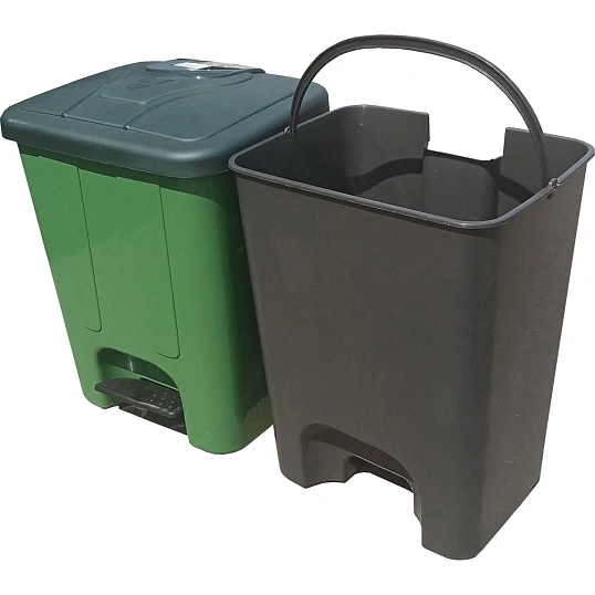 Контейнер-бак мусорный 25л с педалью, зеленый