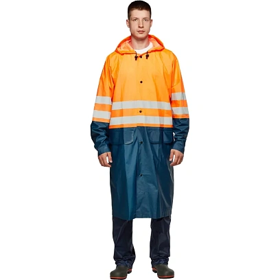Плащ влагозащитный сигнальный 3 кл. орж/т.син 60-62/170-176
