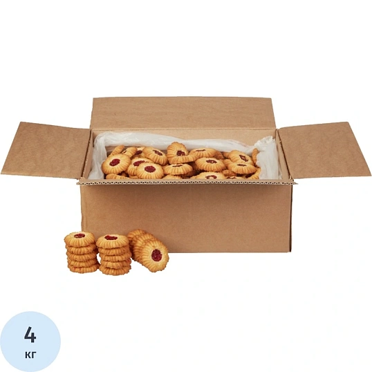 Печенье сдобное Курабье с вишневым джемом 4кг ЯП815, 450222