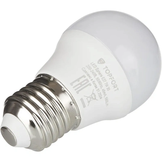 Лампа светодиодная Topfort E27 7W 3000K шар