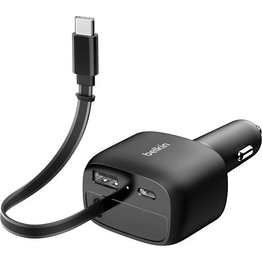 Зарядное устройство Belkin (CCC001hqBK)авто BoostCharge 75W USB-C&A+каб чер