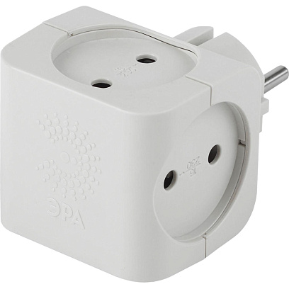 Тройник ЭРА, 4 роз/16А/3500Вт, без заземл, белый, SP-4-W