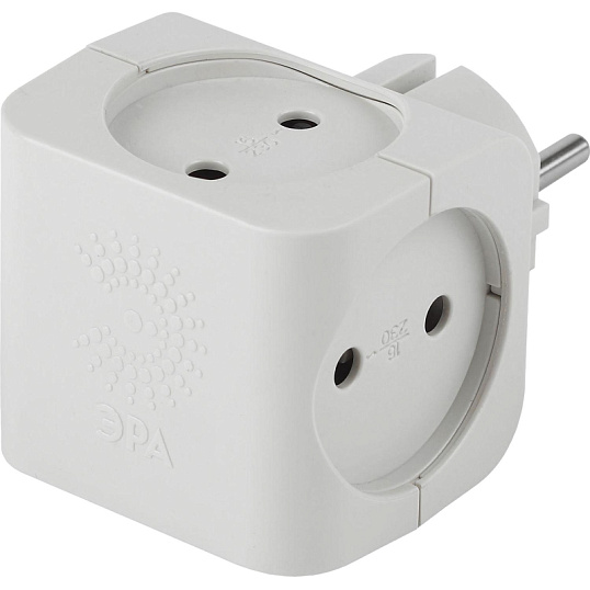 Тройник ЭРА, 4 роз/16А/3500Вт, без заземл, белый, SP-4-W