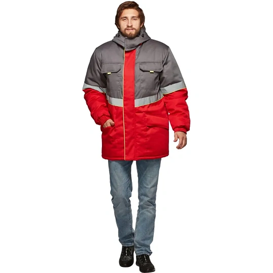 Куртка рабочая зимняя муж з43-КУ крас/сер (р.48-50) 182-188 (серия З)