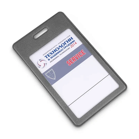 Бейдж вертикальный для карты, внутр. разм 60x90мм Экокожа графит EK-3V-1