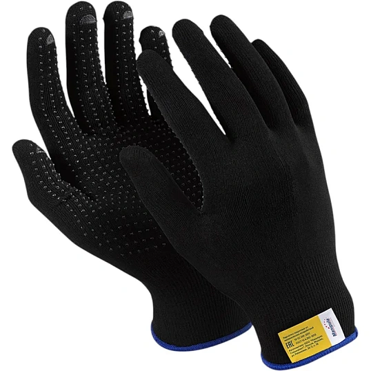 Перчатки нейлон/ПВХ Manipula МИКРОН БЛЭК(TNG-28/MG112) 10 п/уп р9,ПС