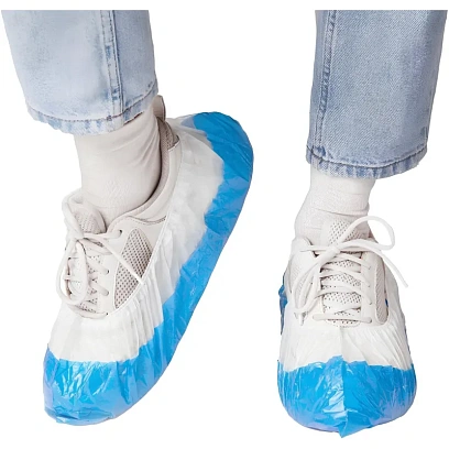 Бахилы п/э Elegreen Экстра с дв.п.,б-син,ГППНД-8/8/1р-Б-С/500,3г,500пар/уп