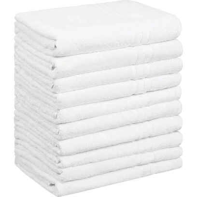 Набор полотенец махровых Luscan/бордюр 380г/м2, 70х130 белый, 10 шт/уп