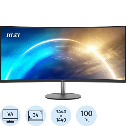 Монитор MSI PRO MP341CQ 34 UWQHD(3440x1440)/VA Curve/2xHDMI/DP/100Гц/черн