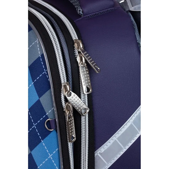 Ранец Комус Класс Basic Собачка, клетка синий , 2 отд, эргоном спинка