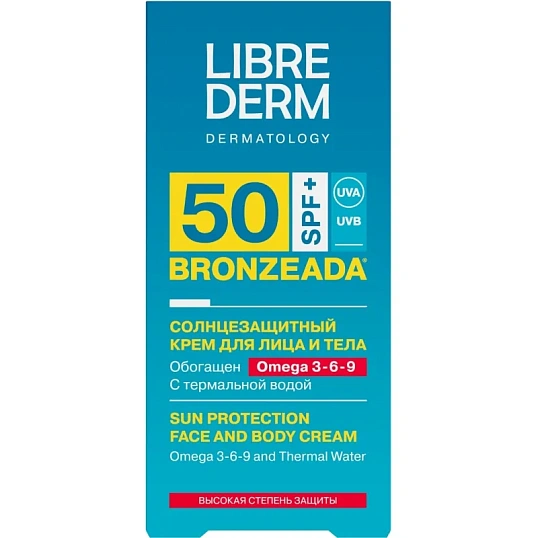 Крем солнцезащитный LIBREDERM BRONZEADA с Омега3-6-9 и терм вод SPF50 150мл