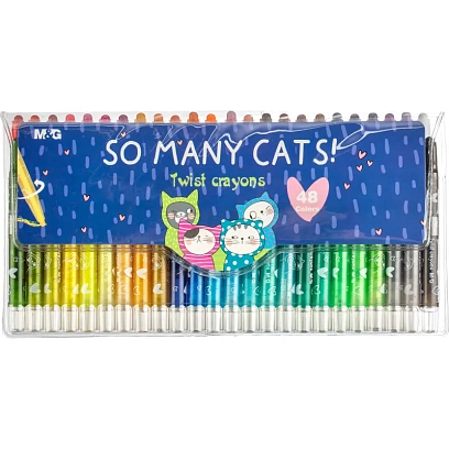 Мелки восковые M&G, круглые, выдвижной механизм, 48 цветов в наб, для детей