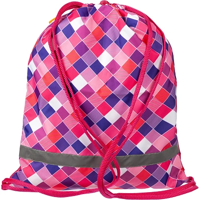 Мешок для обуви Комус Класс Клетка розов. 360x470 с светоотражат,МО 26-1С