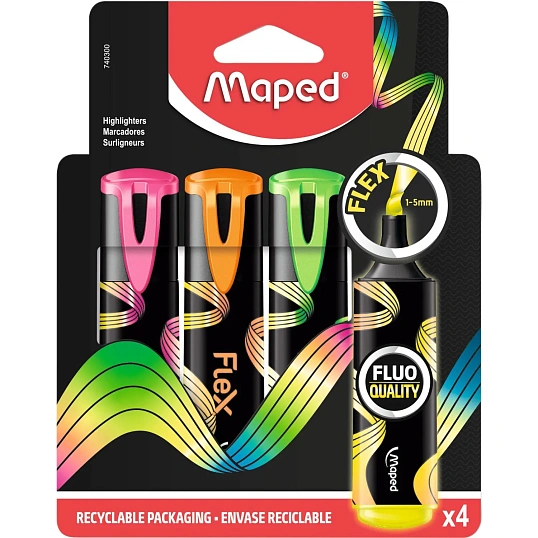 Набор текстовыделителей Maped FLUO PEP'S FLEX,1-5мм,4цв/наб, 740300