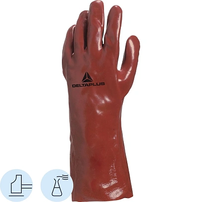 Перчатки DELTA PLUS PVC733510 ПВХ КЩС цв.красный р.10