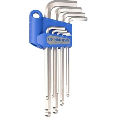 Набор ключей Г-образн. шестигр.1/16-3/8,длинные,шар9 пред.KING Tony 20129SR