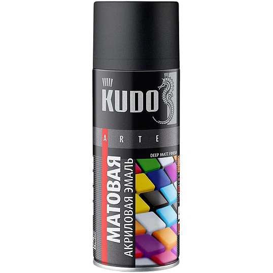 Краска аэрозоль акриловая ral 9005  черная мат.520мл 1/12)kudo ku-a9005m