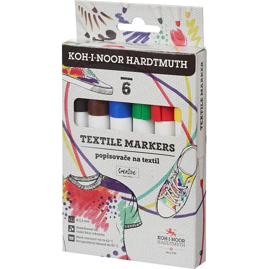 Набор маркеров для ткани KOH-I-NOOR 3205, круглых 2,5мм, 6цв 773205JF07KS