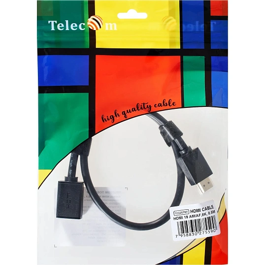 Кабель удлинительный  HDMI-19M/F ver 2.1, 0.5m, Telecom <TCG257MF-0.5M