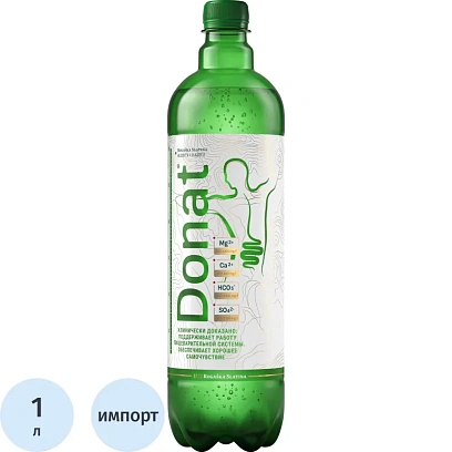 Вода минеральная лечебная Donat Mg газ 1л ПЭТ