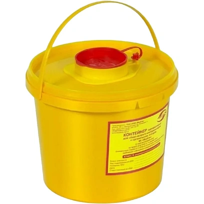 Емкость-контейнер д/сбора ост.инстр.с иглосъем.Б Жел.2л.80шт/уп.,Медком