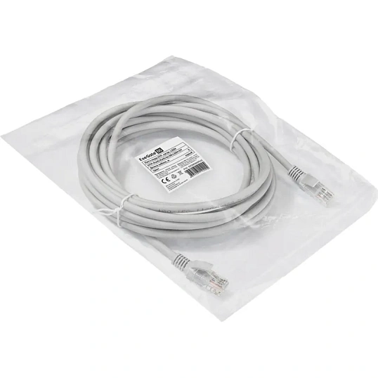 Патч-корд ExeGate UTP-RJ45-RJ45-5e-5M-LSZH-GY, cat.5e, 5м <EX286385RUS