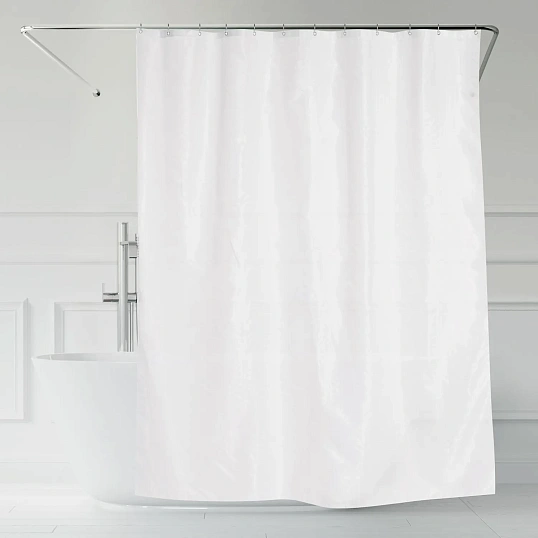 Штора для ванной жаккард Charlotte 180x200см с пр. кольцами, цв.белый