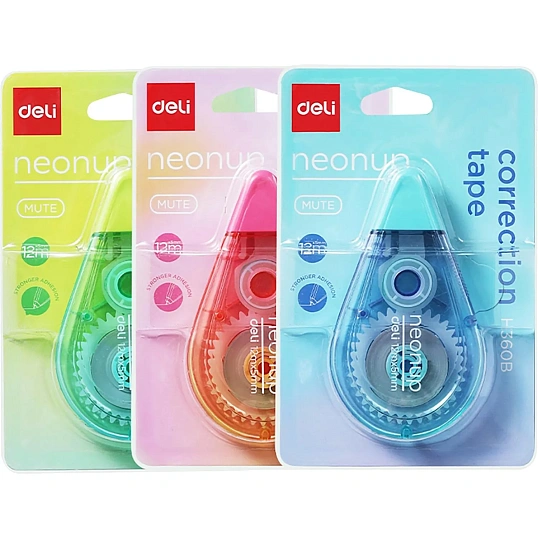 Корректирующая лента Deli NEONUP, 5ммx12м, бесшумн, в асс, EH360B