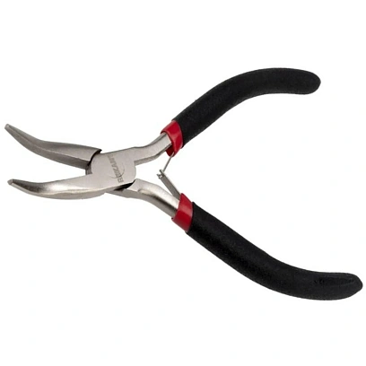 Тонкогубцы изогн. мини 120мм никел., авторазжим, облив рук. REXANT 12-4603