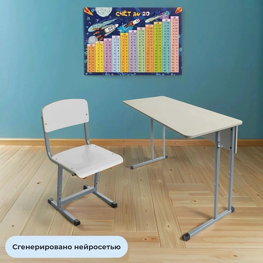 Парта MET_Комус Мебель стол ученический Школа 2-мес 3-7р.г.зак уг серый/сер