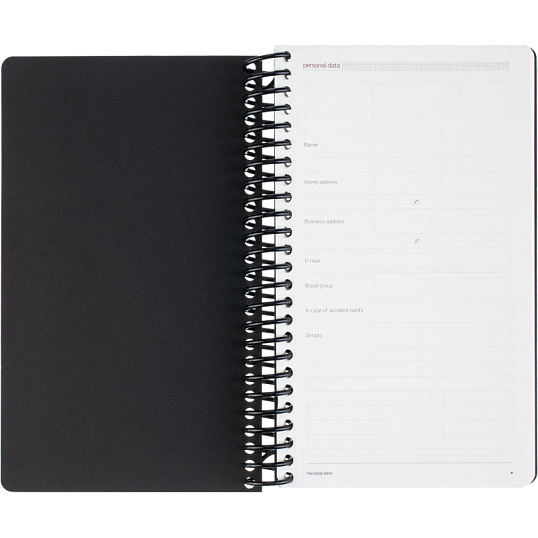 Ежедневник недатированный А5 AGENDA на спирали, черный, 128л 3-746/01