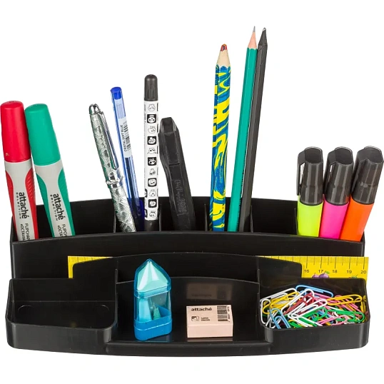 Подставка-органайзер д/канцеляр. мелочей Attache 10 отделений office черный