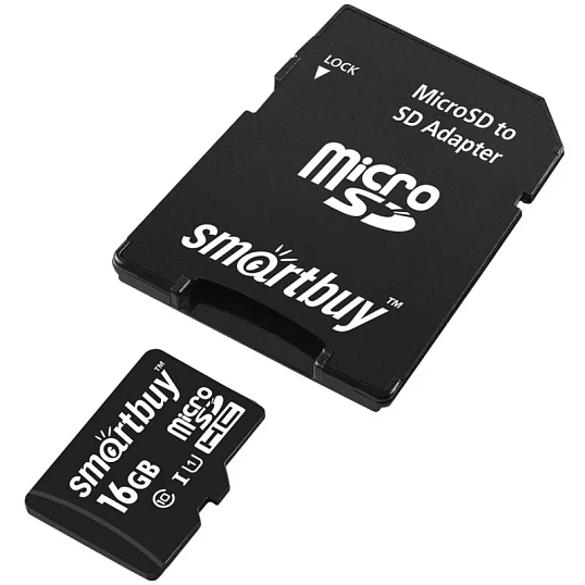Карта памяти SmartBuy microSDHC 16Gb UHS-I Cl10 +ад, SB16GBSDCL10-01