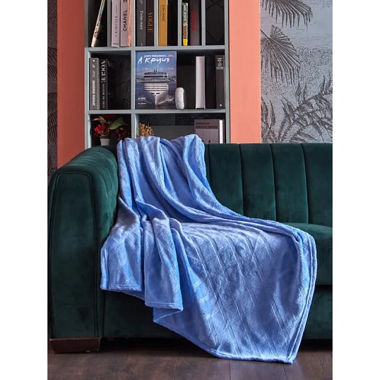 Плед микрофибра Luscan, фактура синий 150x200