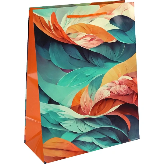 Пакет подарочный с глянц.лам.26,4х32,7х13,6см L Яркие пёрышки,157г ПКП-1137
