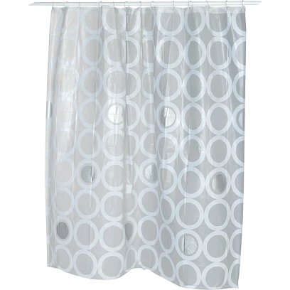 Штора  для ванной Круги  180х180см PEVA, цв. серо-белый,, 5 шт/уп
