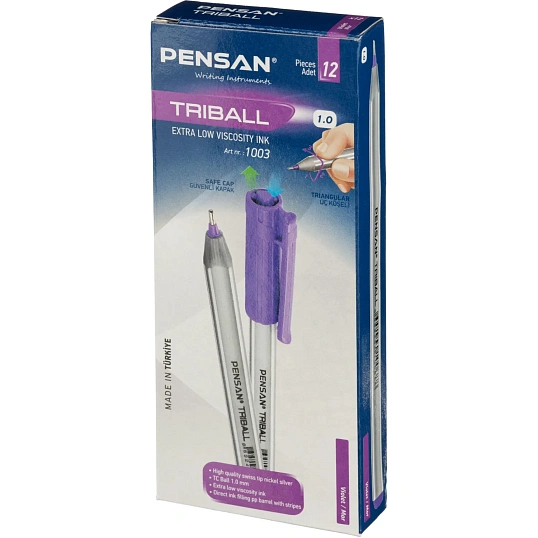 Ручка шариковая TRIBALL 1,0мм трехгранный корпус - цвет чернил фиолетовый