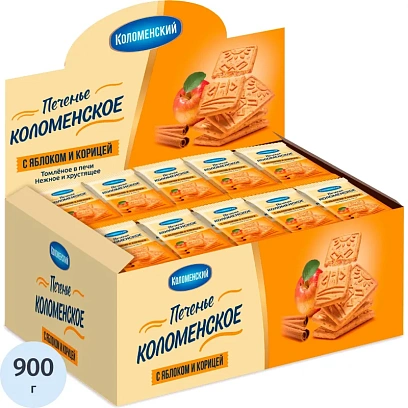 Печенье сахарное Коломенское с яблоком и корицей ш/б 30гx30шт/уп