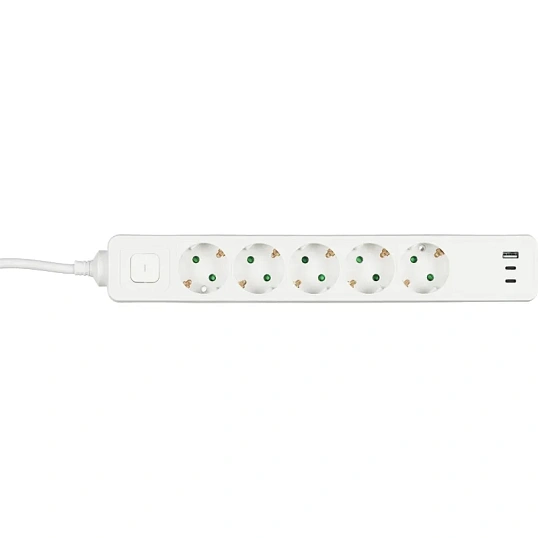Сетевой фильтр BigTech CD5-1,4WU (5р/1,4м/USB-C/USB-A/16А/3680Вт белый)