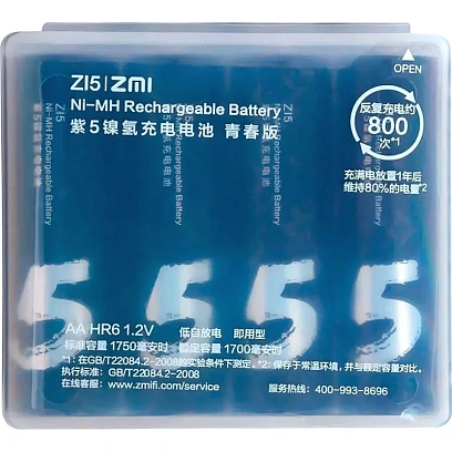 Аккумулятор Xiaomi ZMI AA 1700 mAh (уп.4 шт в пластиковом чехле) (AA 512)