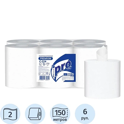 Полотенца бумажные д/дисп. Protissue   ЦВ 2сл.150м 6 рул С224