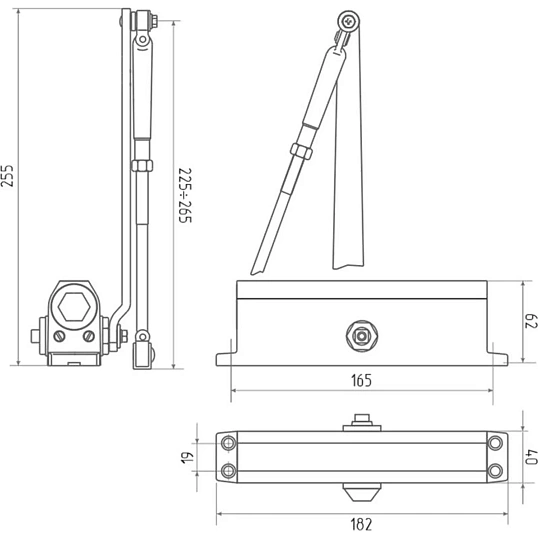 Доводчик ISPARUS 430 F фиксация (от 50 до 110кг) (графит)