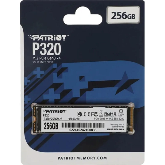 SSD накопитель Patriot P320 256GB M.2 2280 PCIe 3.0 x4(P320P256GM28)