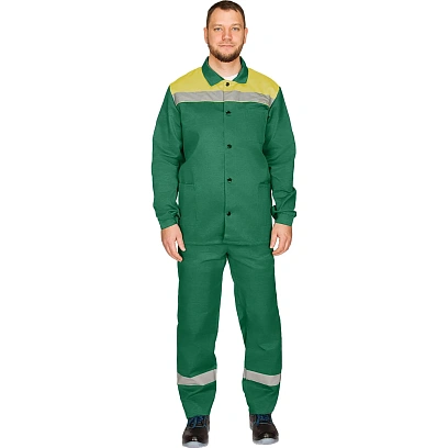 Костюм лет муж (куртка, пк) л16 с СОП зел/желт 128-132/182-188